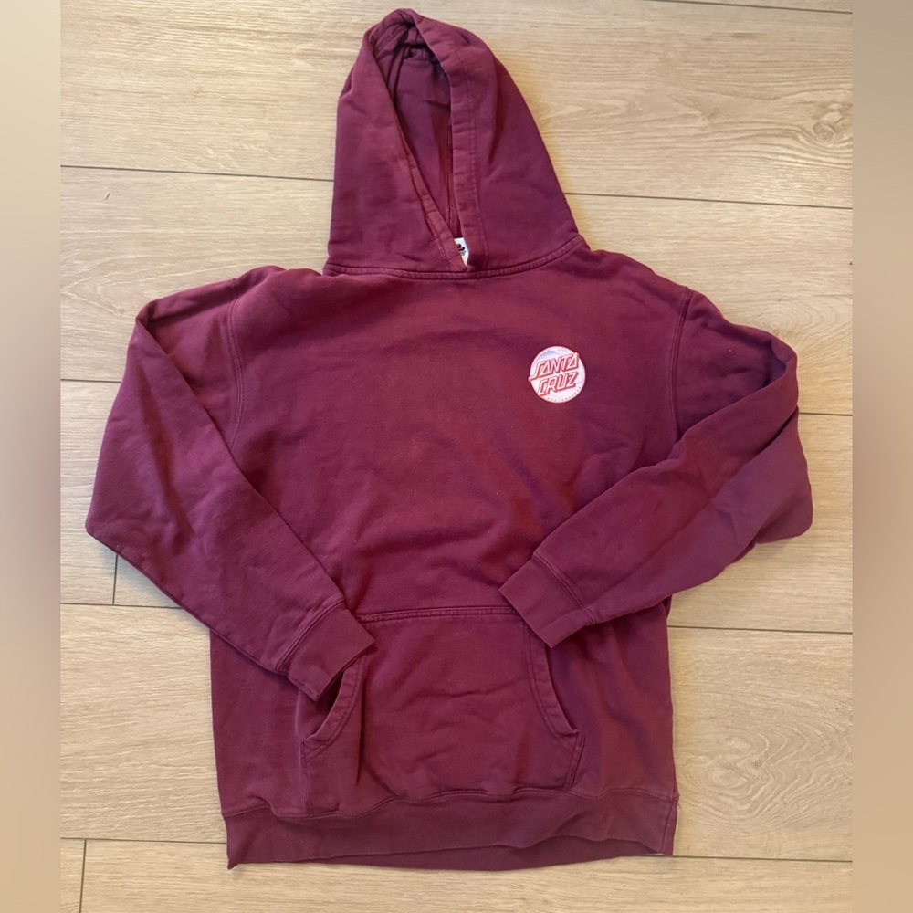 Santa Cruz Skateboards Maroon Hoodie Kangaroo Pockets Boys XL